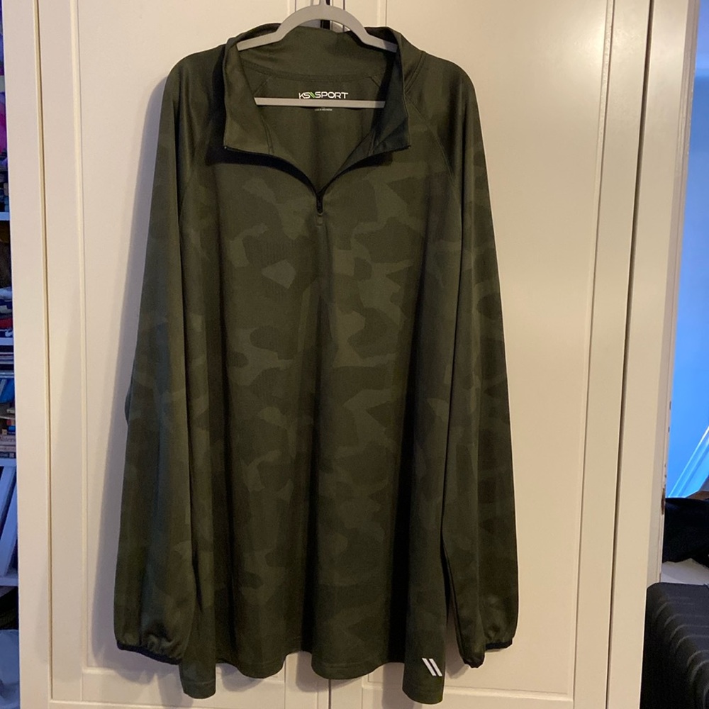 Green quarter zip long sleeve polo
